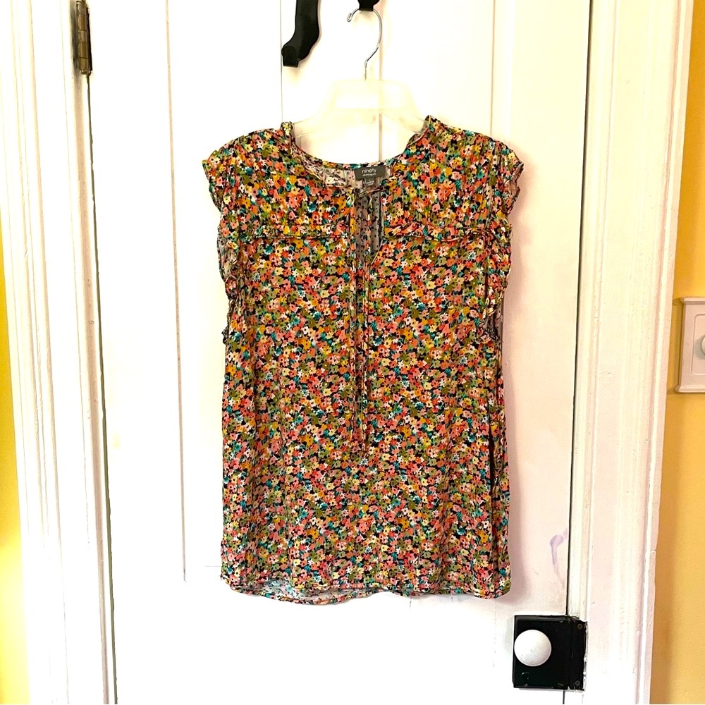Ninety Clothing Co Floral Cap Sleeve Blouse Size Large